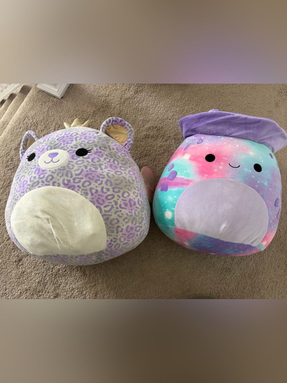 Squishmallows Lavender Leopard & Pastel Galaxy Narwhal Plush Set